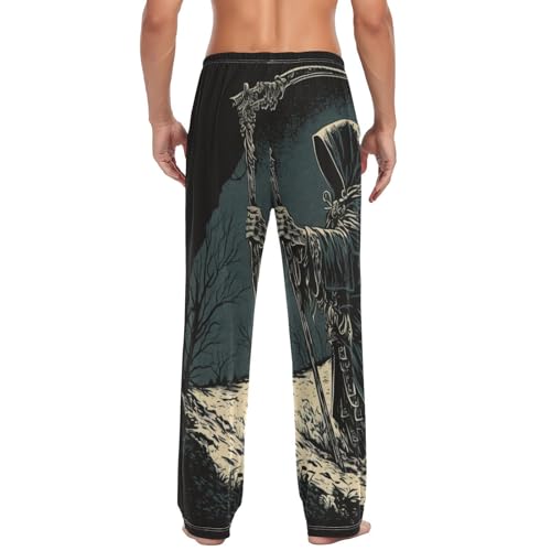 Men’s Pajama Pants Grim Reaper Lounge Pants with Pockets Drawstring Elastic Band Small2