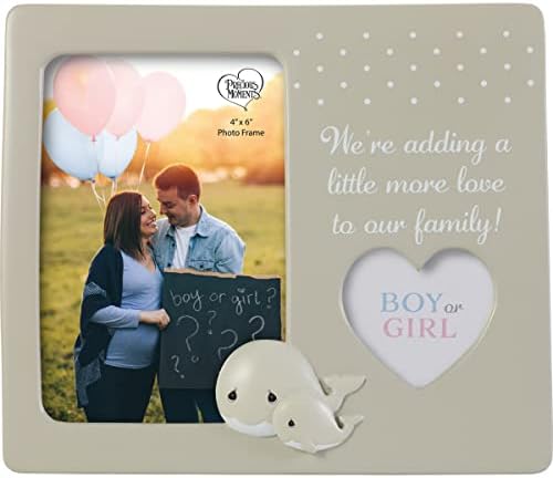 Precious Moments 202409 We’re Adding Love Resin Gender Reveal Photo Frame image 3