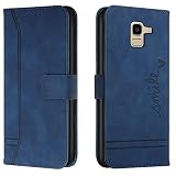 Lihondar Coque pour Samsung Galaxy J6 2018, Etui Portefeuille Samsung J6 2018, Protection Etui à Rabat Housse en Cuir PU avec Antichoc TPU [Magnétique] Flip Housse pour Samsung J6 2018 (Bleu)