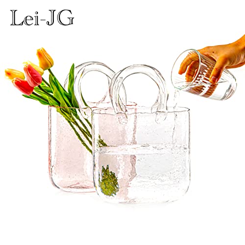 Glass Bag Vase, Purse Vase With Fish Bowl, Handbag Shape Flower Vase - For Home Décor, Enterpiece, Events, Office, Garden, Wedding (Transparent) #TOP1