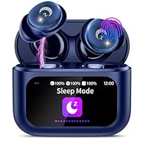 Wireless Earbuds with Smart Touch Screen, 2026 Mini Sleep Earbuds Bluetooth 5.4 Headphone In Ear with Noise Cancelling Mic, 48H Playtime Hi-Fi Stereo Sound, 5 EQ Modes/IP7 Waterproof Ear Buds Blue