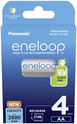 eneloop - AA Akkus Wiederaufladbar (4 Stück) - 2000 mAh NiMH Batterien | Ready to Use AA/Mignon NI-MH Akku, Kapazität mit min. 2000 mAh, bis zu 2000 Mal wiederaufladbar, plastikfre