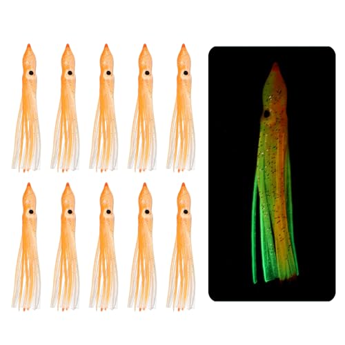 YELARXI Fishing Squid Skirts Lures 2.8x0.4 Glow Soft Plastic Trolling Lure