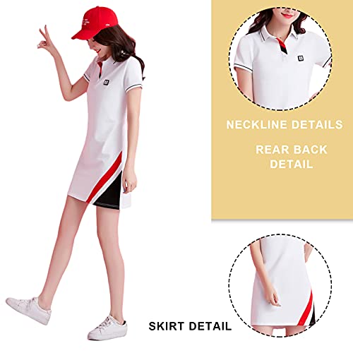 Hhwei Dames revers korte mouw jurk Golf Tennis oefening workout jurk vocht wicking voor dagelijks gebruik - Image 5