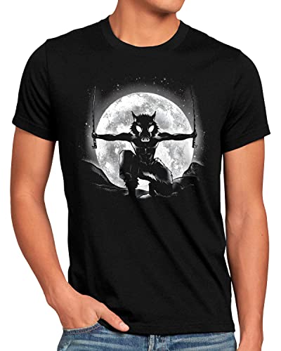 style3 Moonlight Boar Camiseta para Hombre T-Shirt Demon Anime Japan Manga, Talla:M