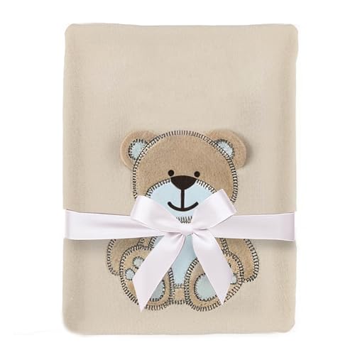 cozy racoon Babydecke | Weiche Kuscheldecke für Baby Mädchen I Geschenk zur Geburt oder als Erstausstattung I Vanille Decke mit Bär