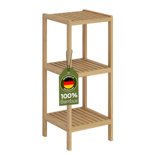 Bellamio Newa Badregal – Bambus Regal mit 3 Ablageflächen –...