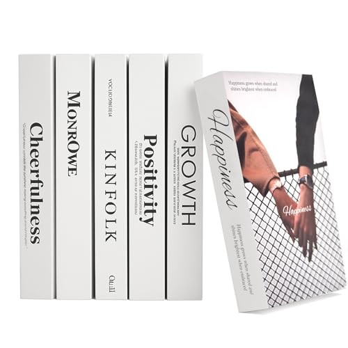 Aesthetic Decorative Fake Books - Set of 6 White Fake/Faux Books for Home & Office Decor - Enhance Your Bookshelf, Coffee Table or Living Room, with Modern, Minimalist, Scandinavian Style