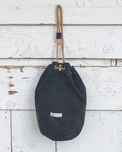 Image of The House of tara Distressed Canvas Backpack /Rucksack for Unisex | 20 Litres | Casual Cotton Bag with Spacious Compartment & Drawstring Strap | Suitable for Everyday Essentials
