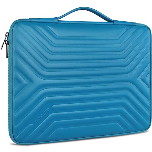 DOMISO Funda protectora para portátil de 17 pulgadas a prueba de golpes y resistente al agua con asa, ligera y suave EVA para portátil de 17 a 17.3 pulgadas, Dell/Lenovo/Acer/HP/MSI, azul