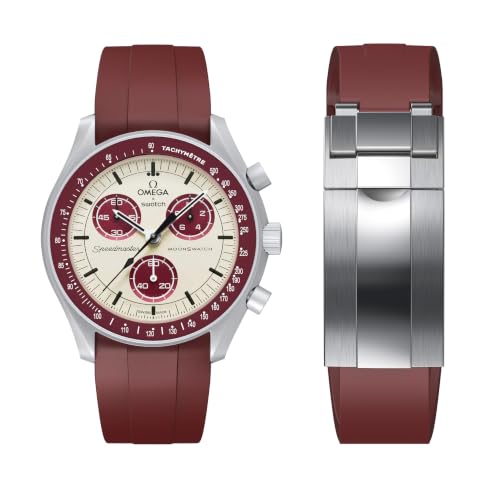 Image of Strap for Moonswatch Watch,Cut to Size No Gap Silicone Strap for Omega X Swatch Speedmaster Moonswatch Watch 20mm,Soft Curved Replacement Strap for Swatch Omega Men Women