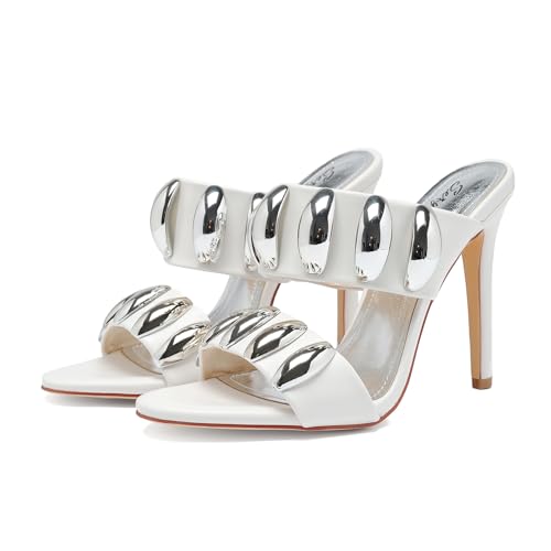 Image of Women's Pearl Open-Toe Sparkly 4.3IN Stiletto Heels Sandals Nightclub Party Wedding Shoes
