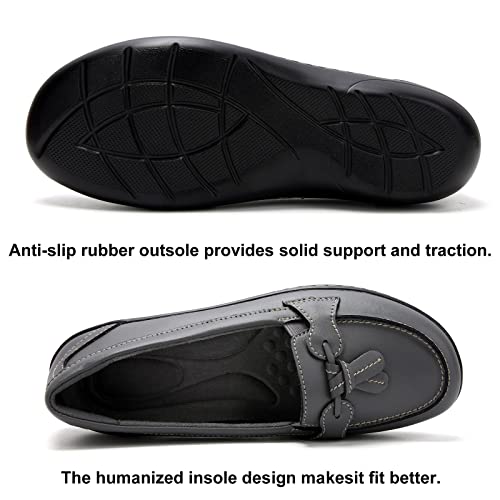 Image of Maichal Loafers for Women Slip On Comfort Leather Tassel Dress Shoes