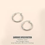 MILACOLATO S925 Sterling Silver Hoop Earrings 14K Real Gold Plated Hoops 3mm Chunky Large Big Hoop Earrings Hypoallergenic Lightweight Earrings for Women 15/20/30/40/50/60/70mm - Image 5