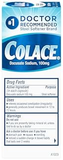 Colace Stool Softener 100 mg, 60 Capsules, Constipation Relief, Docusate Sodium, Gentle Docusate, Stimulant-Free, Regular Strength, #1 Doctor Recommended Stool Softener Brand
