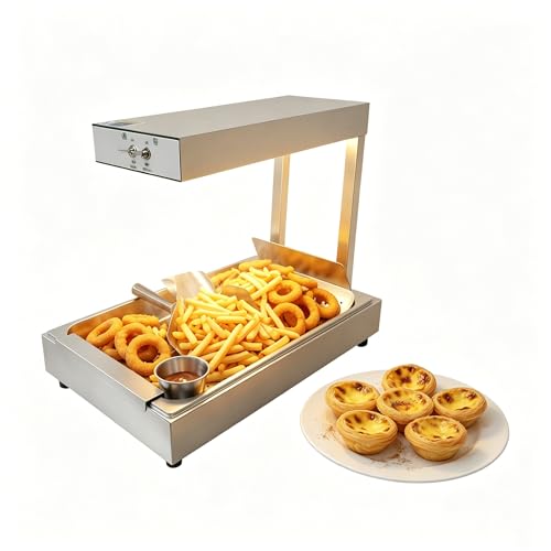 YUNRUX Chauffe-frites en acier inoxydable 80 ℃ pour garder au chaud les anneaux d'oignon et le poulet rôti 56 × 33 × 46,5 cm Lampe chauffante pour frites...