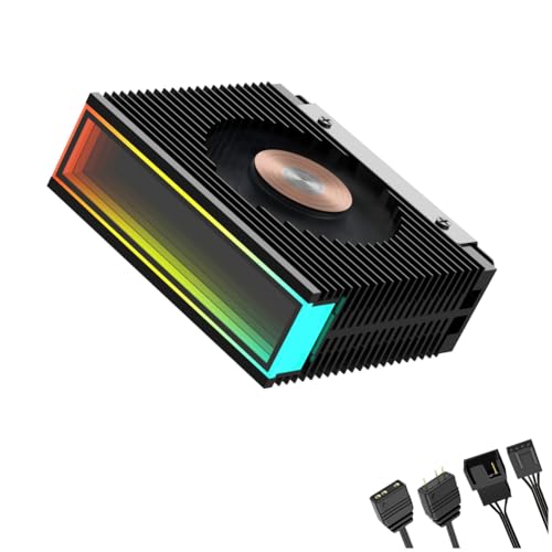 Qichill Radiator SSD M.2 2280 ARGB z wentylatorem PWM 50 mm, chłodnica SSD M.2, radiator dysku twardego do komputera stacjonarnego M2, A