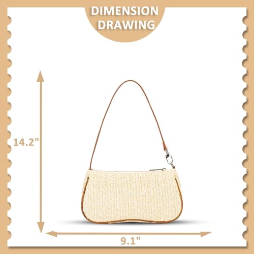 Bolso de playa tejido a mano color beige miniatura 6