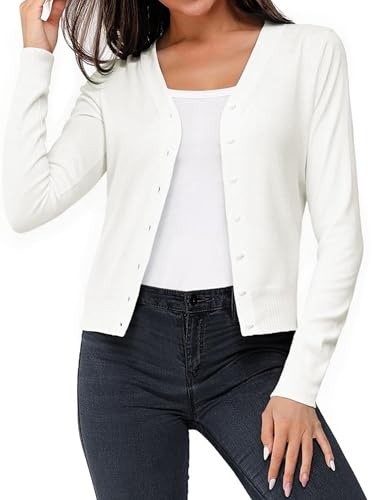 Aottori Strickjacke Damen Leichte Cardigan Langarm Kurz Bolero Sommer...