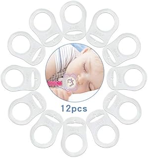12 Pcs Silicone Transparent Dummy Clip Adapter, Baby Pacifier Ring Holder Clip Adapter, MAM Adapter Ring Dummy