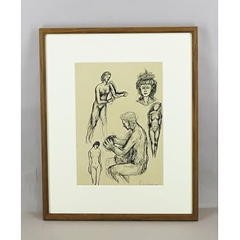 Amazon.co.jp: B-1833真作海老原喜之助 肉筆 デッサン 人物 日動