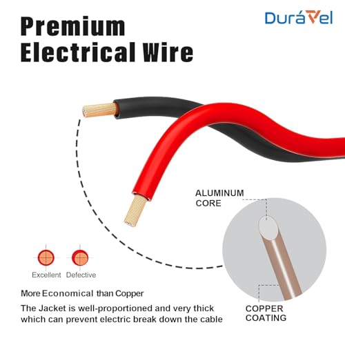 Duravel Speaker Wire, 2 Conductor, Red and Black, Copper Stranded Core (3 Meter, 1.5mm)
