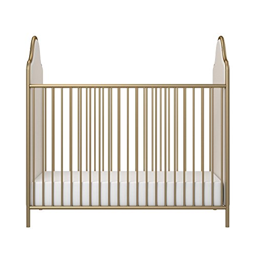 Little Seeds Piper Upholstered Metal Crib, Gold - Thumbnail 4