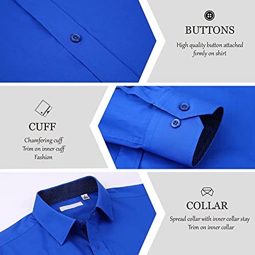 Damipow Mens Dress Shirts Casual Button Down Shirt Long Sleeve Button Up Shirts(Royal Blue,Large) #TOP4