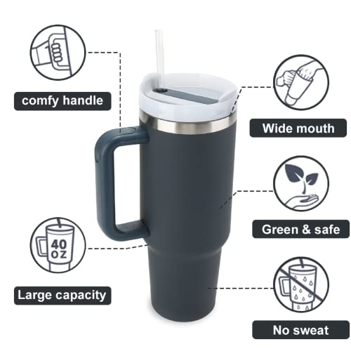 Belyqly 40Oz - New Version Stainless Steel Vacuum Insulated Tumbler With Lid And Straw For Water, Smoothie And More, Iced Tea Or Coffee (Stormy Sea) #TOP1