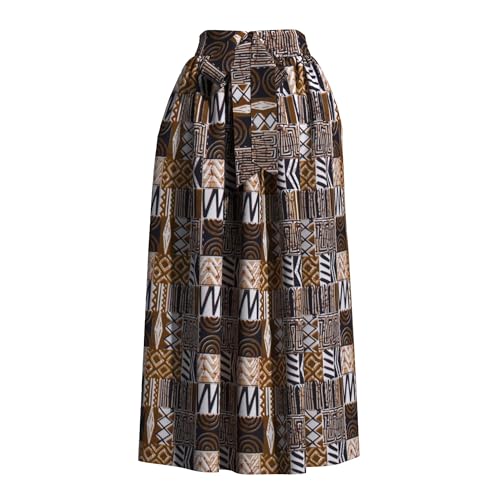 Jupe longue bohème ethnique taille haute galbante et coupe ajustée fluide
