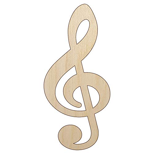 Treble Clef Music Unfinished Wood Shape Piece Cutout For Diy Craft Projects - 1/4 Inch Thick - 4.70 Inch Size #TOP27