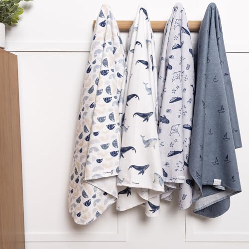 Image of Gerber Unisex Baby 100% Cotton Flannel Receiving Blankets 30x30 Inches (Pack of 16), Coastal Calm, One Size
