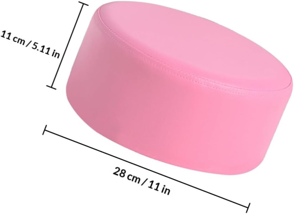 Operitacx Non-Slip Footstool Pink 28x28x13cm Lightweight Pu Leather Small Round Stool for Household Step Stool and Seat for Bathroom Or Kitchen Use