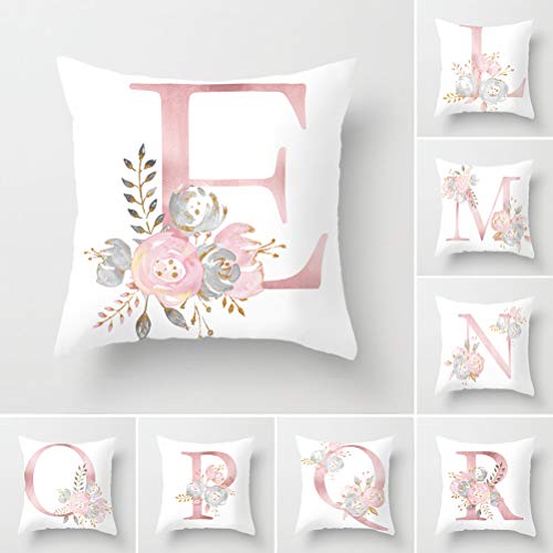 Tillskuch Throw Pillow Covers 26 Decorative English Letters Floral Pillowcases Velvet Soft Cushion