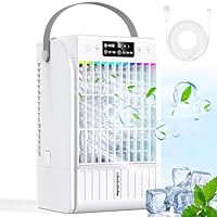 Mobile Klimaanlage, 4-in-1 Design, 1700ml Wassertank, 4 Windmodi, 2 Nebelfunktionen, 7 Farb-LED, USB-C, 1-6 Stunden Timer. Geeignet für Schlafzimmer, Büro und Küche