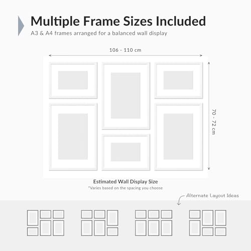 Image of Custom Personalized Photo Collage Framed Wall Art Painting Frames Set | Family Picture Frame Wall Decor Artwork for Living Room Bedroom | A3 + A4 Frame Combo Gallery Style | Personalized Home Decor Gift