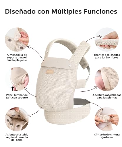 Miniatura 3 de Momcozy Portabebés De Malla Transpirable, Ergonómico Y Ligero, Para Bebés De 3 24 Meses Con Diseño De Espalda En X Y Soporte Lumbar Mejorado, Comodidad Todo El Día Para Crianza Con Manos Libres