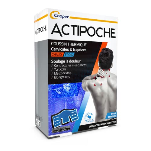 ACTIPOCHE - Coussin thermique - Thermothérapie - Contractures musculaires et douleurs articulaires - Cervicales et trapèzes - Microbilles - 1 unité
