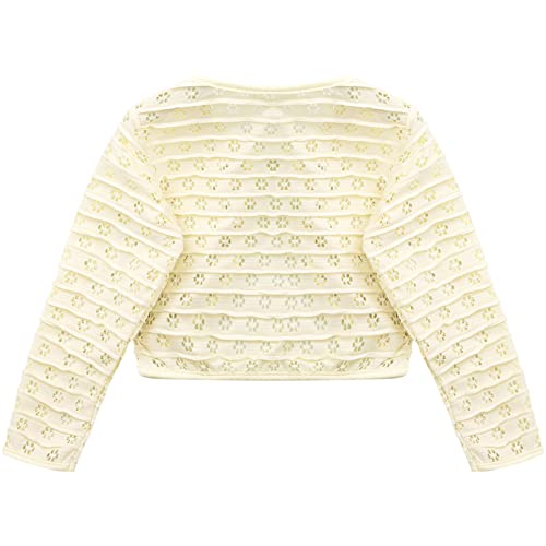 FEESHOW Big Girls Kids Long Sleeve One Button Bolero Shrug Cardigan Shug Birthday Party Pageant Dress Up4