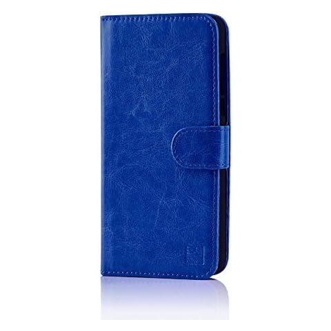 32nd Book Wallet PU Leather Flip Case Cover For Nokia 3 (2017), Design With Card Slot and Magnetic Closure - Deep Blue Cover