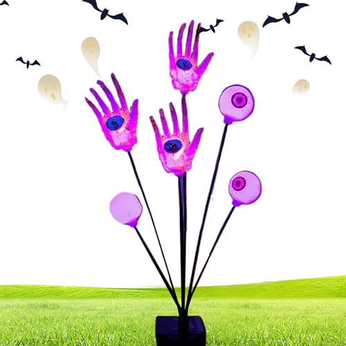 Halloween Ghost Hands Luces de ca-mino del globo ocular, decoraciones de Halloween luces de globo ocular solar al aire libre, lámpara LED de luciérnaga de lu-ces para el ca-mino, la ley