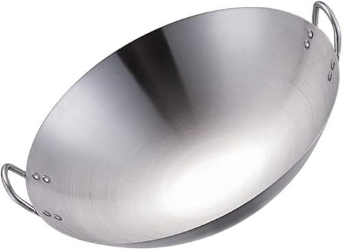 Miniatura 10 de Cabilock Sartenes de acero inoxidable Wok para freír tradicional chino japonés woks inducción wok a prueba de arañazos con mango para todas las