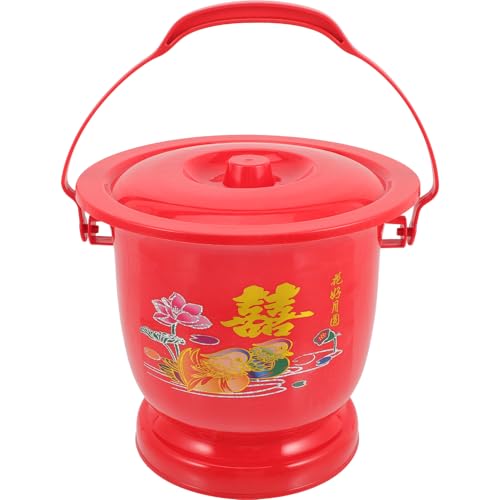 Gogogmee Pot de Chambre Portable en Acier Émaillé Couvercle et Poignée Urinoir Pratique pour Adultes et Personnes Âgées Récipient à Urine pour Maison et Mariage Pot à Urine Solide et