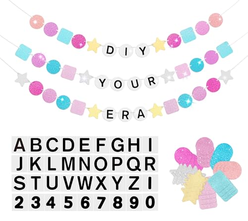 Fttoyoly 145 Pcs DIY Friendship Bracelet Birthday Banner 5.4 ft Glitter in My Birthday Era Banner Era Tour Decorations for Classroom Party Supplies