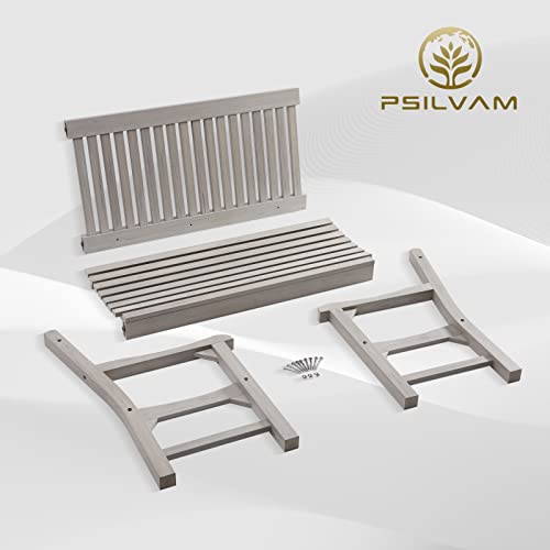 Psilvam Garden Bench, 2-Person Poly Lumber Patio Bench, All-Weather Outdoor Bench That Never Rot and Fade, Memorial Bench, Suit for Garden, Porch and Park(Grey) - Thumbnail 6
