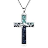 YFN Berg Kreuz Halskette Sterling Silber Berg Anhänger Religiöser Schmuck Geschenke für Damen Herren