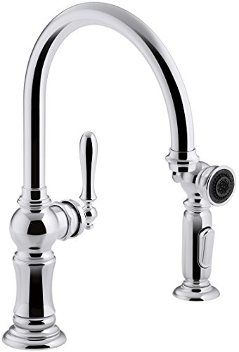 KOHLER K-99262-CP Artifacts 2-Hole Kitchen Sink Faucet and 14-11/16-Inch Swing Spout, Polished Chrome