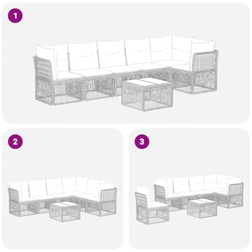 Canapé de jardin résistant aux intempéries avec pieds ajustables stables - 4