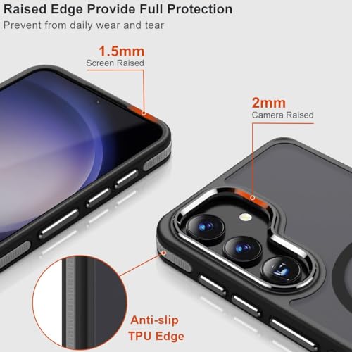 Image of MALEWOLF for Samsung Galaxy S25 Case, Adjustable Kickstand Cover Compatible with Magsafe, Slim Translucent Matte S25 Phone Case, Anti-Slip Shockproof Magnetic Designed for Galaxy S25 5G (Black /Grey)
