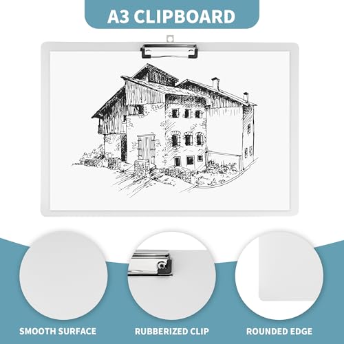 Aramanara 3 Pcs A3 Clipboards, Extra Large Landscape Clipboards with Metal Low Profile Clip - Image 3